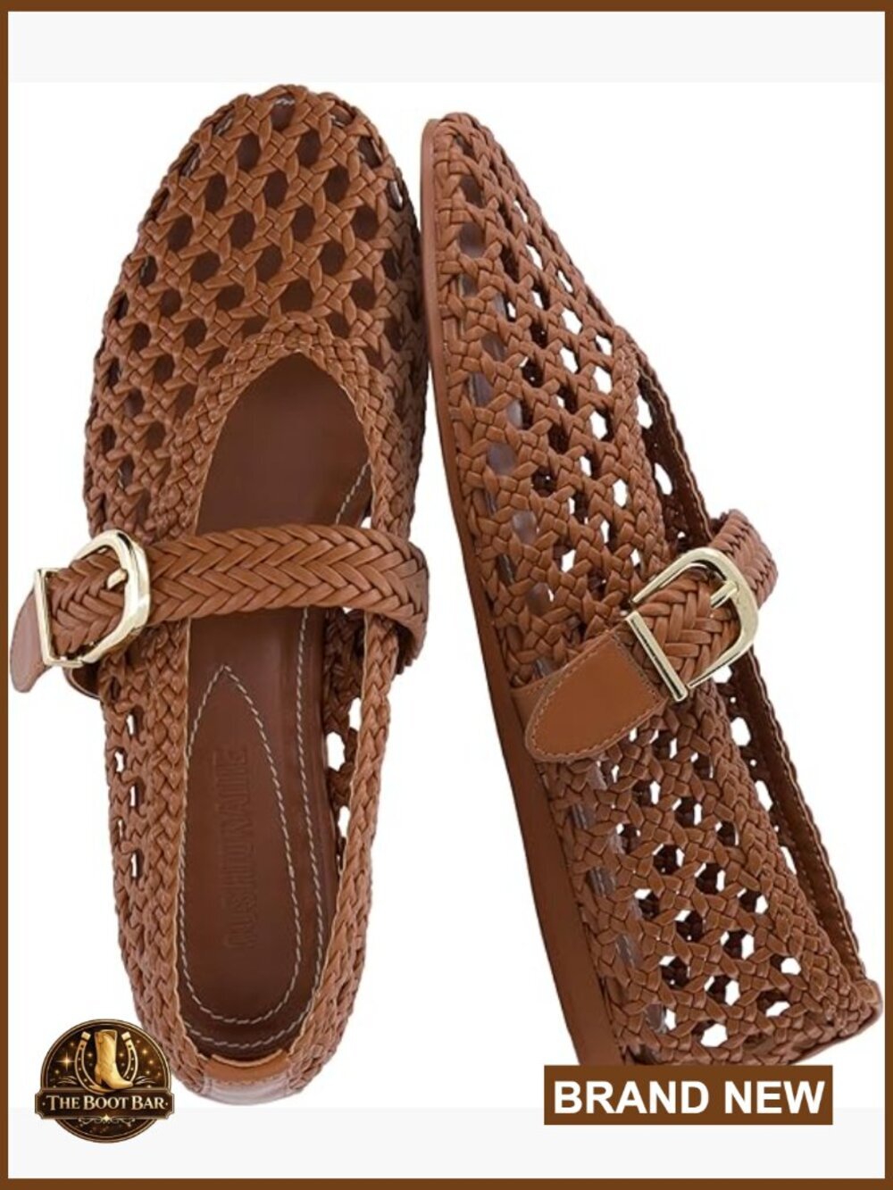 Hand Woven Mary Jane Ballet Flat with Memory Foam Cushioned Insole, Adjustable